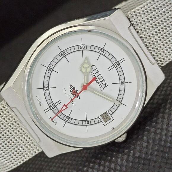Vintage 1972 Citizen Automatic Mens Silver Watch W/daydate & White accents - Picture 5 of 12